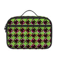 Trippy green Houndstooth Pattern Print Portable Lunch Bag