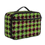 Trippy green Houndstooth Pattern Print Portable Lunch Bag