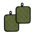 Trippy green Houndstooth Pattern Print Pot Holders
