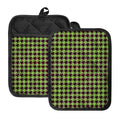 Trippy green Houndstooth Pattern Print Pot Holders With Pocket