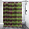 Trippy green Houndstooth Pattern Print Premium Shower Curtain