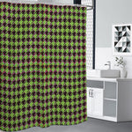 Trippy green Houndstooth Pattern Print Premium Shower Curtain