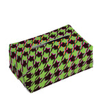 Trippy green Houndstooth Pattern Print Rectangle Tissue Box Cover