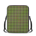 Trippy green Houndstooth Pattern Print Rectangular Crossbody Bag