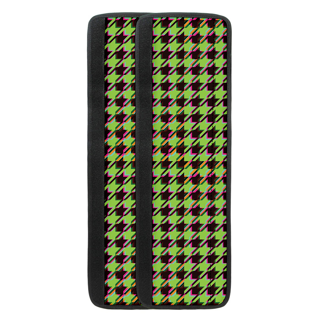 Trippy green Houndstooth Pattern Print Refrigerator Handle Covers