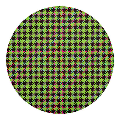 Trippy green Houndstooth Pattern Print Round Blanket