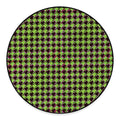 Trippy green Houndstooth Pattern Print Round Floor Mat