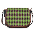 Trippy green Houndstooth Pattern Print Saddle Bag