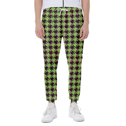 Trippy green Houndstooth Pattern Print Scuba Joggers