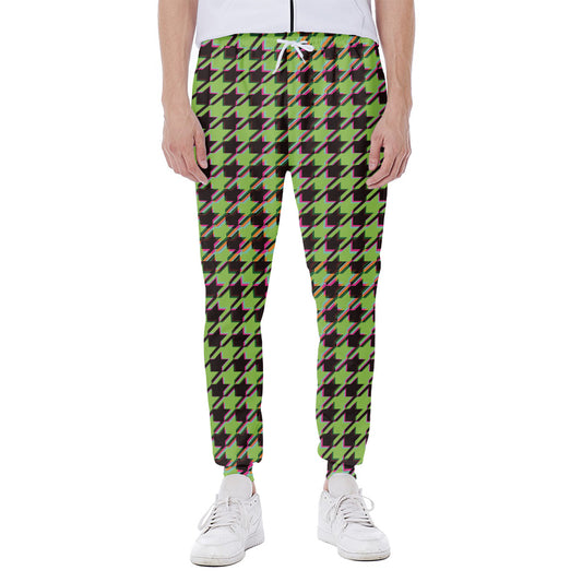 Trippy green Houndstooth Pattern Print Scuba Joggers
