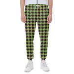 Trippy green Houndstooth Pattern Print Scuba Joggers