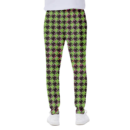 Trippy green Houndstooth Pattern Print Scuba Joggers