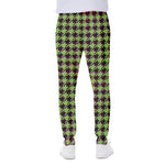 Trippy green Houndstooth Pattern Print Scuba Joggers
