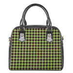Trippy green Houndstooth Pattern Print Shoulder Handbag