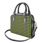 Trippy green Houndstooth Pattern Print Shoulder Handbag