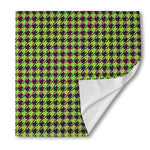 Trippy green Houndstooth Pattern Print Silk Bandana