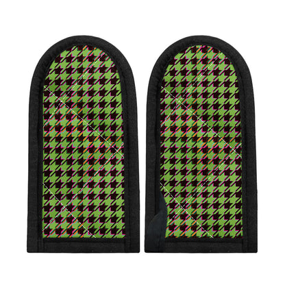 Trippy green Houndstooth Pattern Print Skillet Handle Cover
