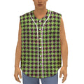 Trippy green Houndstooth Pattern Print Sleeveless Baseball Jersey