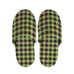 Trippy green Houndstooth Pattern Print Slippers