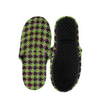 Trippy green Houndstooth Pattern Print Slippers