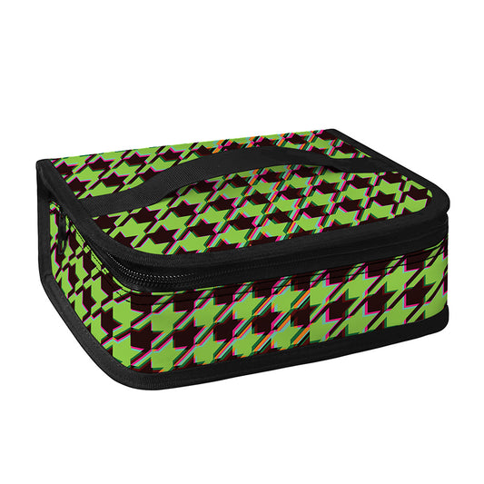Trippy green Houndstooth Pattern Print Small Lunch Bag