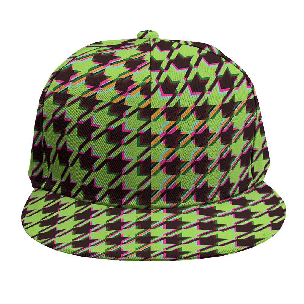 Trippy green Houndstooth Pattern Print Snapback Cap