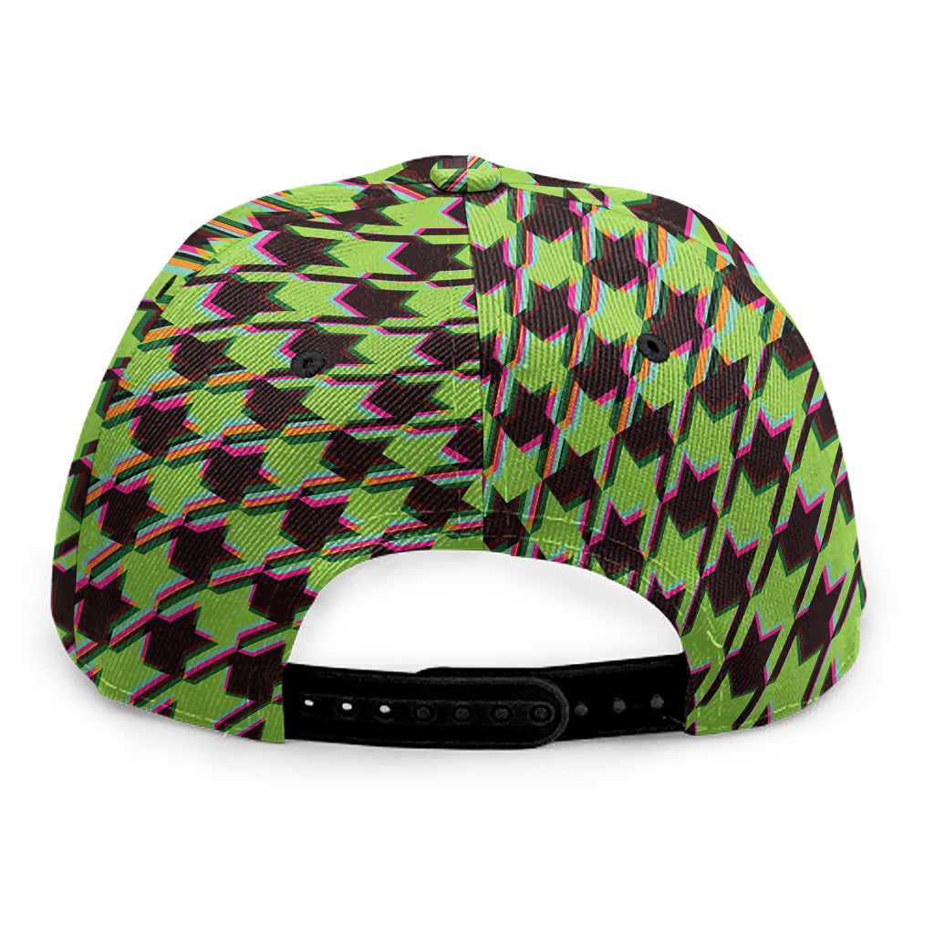 Trippy green Houndstooth Pattern Print Snapback Cap