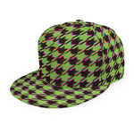 Trippy green Houndstooth Pattern Print Snapback Cap