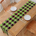 Trippy green Houndstooth Pattern Print Table Runner