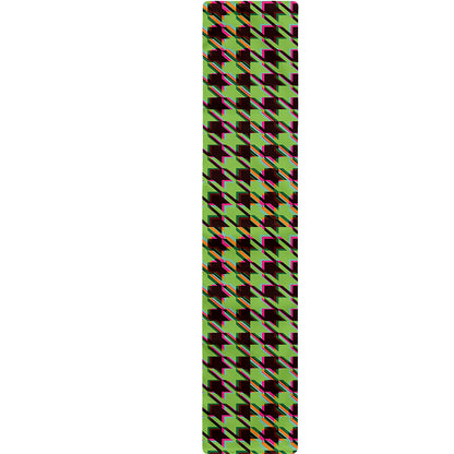 Trippy green Houndstooth Pattern Print Table Runner