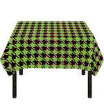 Trippy green Houndstooth Pattern Print Tablecloth