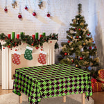 Trippy green Houndstooth Pattern Print Tablecloth