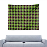 Trippy green Houndstooth Pattern Print Tapestry