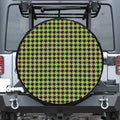 Trippy green Houndstooth Pattern Print Tire Cover