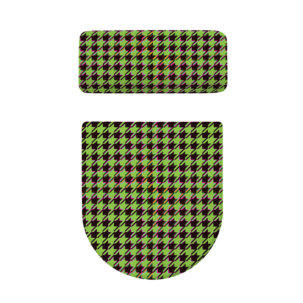 Trippy green Houndstooth Pattern Print Toilet Lid And Tank Cover Set