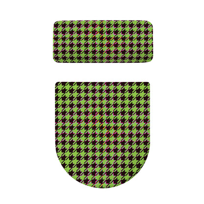 Trippy green Houndstooth Pattern Print Toilet Lid And Tank Cover Set