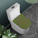 Trippy green Houndstooth Pattern Print Toilet Lid Cover