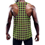Trippy green Houndstooth Pattern Print Training Tank Top