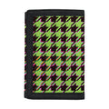 Trippy green Houndstooth Pattern Print Trifold Wallet