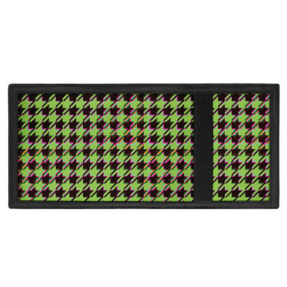 Trippy green Houndstooth Pattern Print Trifold Wallet