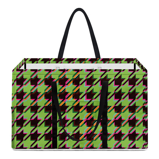 Trippy green Houndstooth Pattern Print Utility Tote Bag