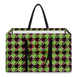 Trippy green Houndstooth Pattern Print Utility Tote Bag