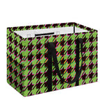 Trippy green Houndstooth Pattern Print Utility Tote Bag