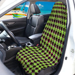 Trippy green Houndstooth Pattern Print Waterproof Car Seat Cover