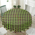 Trippy green Houndstooth Pattern Print Waterproof Round Tablecloth