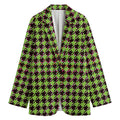 Trippy green Houndstooth Pattern Print Women's Blazer