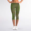 Trippy green Houndstooth Pattern Print Women's Capri Leggings