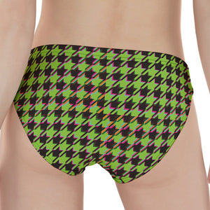 Trippy green Houndstooth Pattern Print Women's Panties