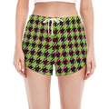 Trippy green Houndstooth Pattern Print Women's Split Running Shorts