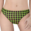 Trippy green Houndstooth Pattern Print Women's Thong